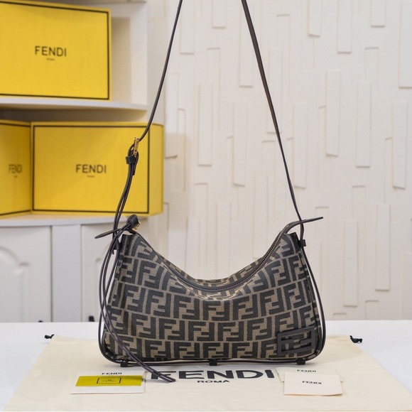Fendi Handbags - Fendi Monogram Black and Brown Shoulder Bag